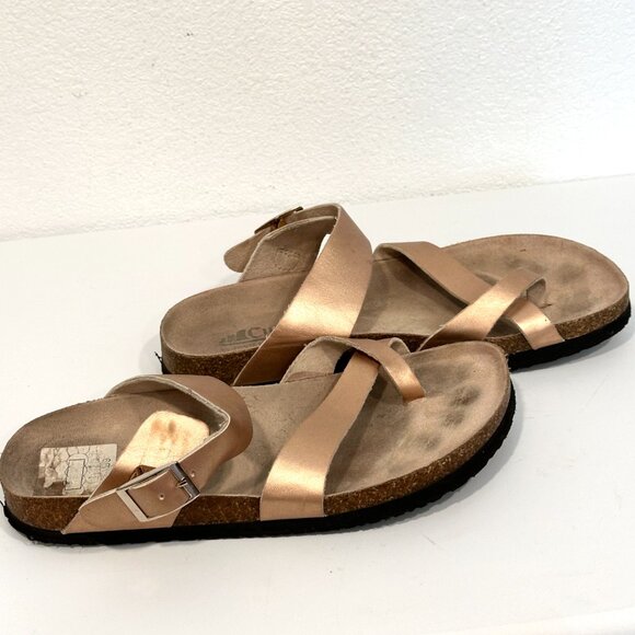 Cliffs by White Mountain Sandals Rose Gold Corkbed Toe Loop Buckle Women Size 8M - Picture 6 of 8